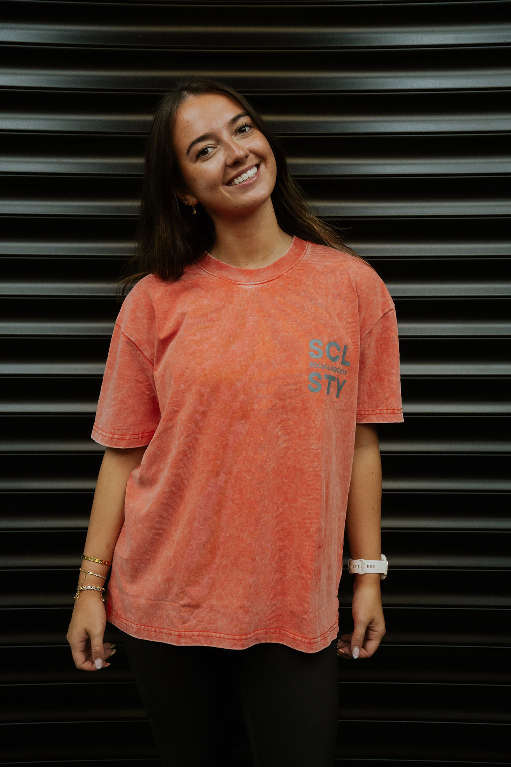 Oversized T-shirt - Orange & Charcoal