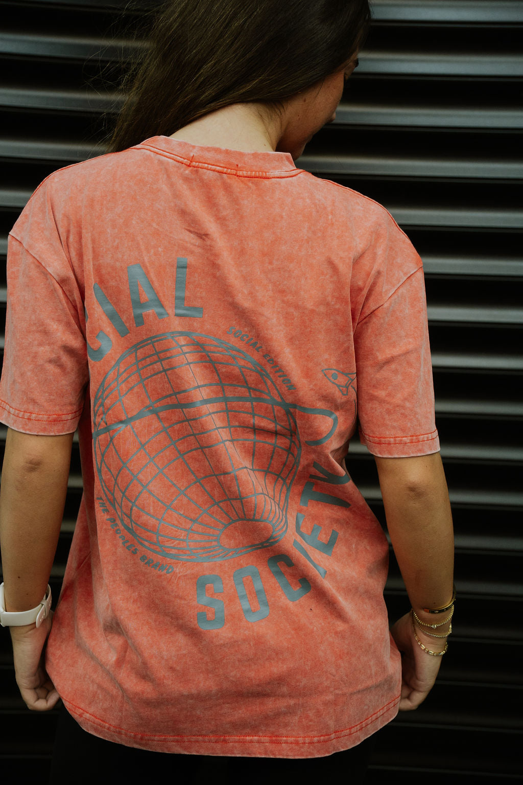 Oversized T-shirt - Orange & Charcoal