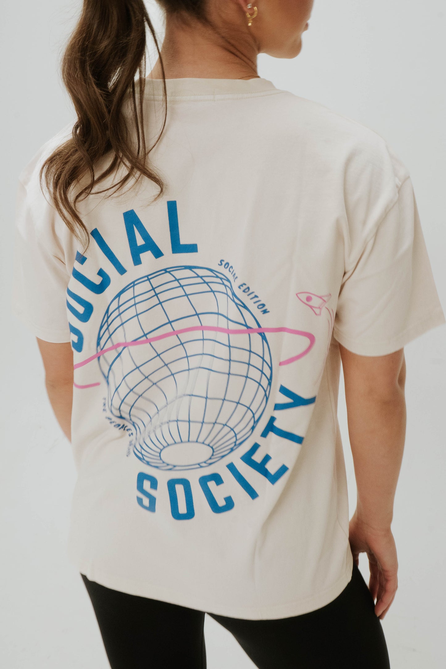 Stonewash T-shirt - off white +pink