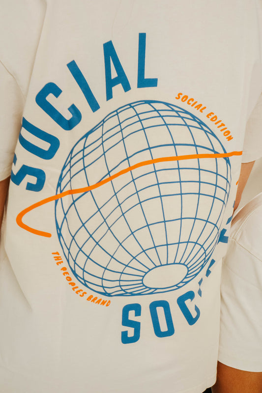 Stonewash T-shirt - off white + orange