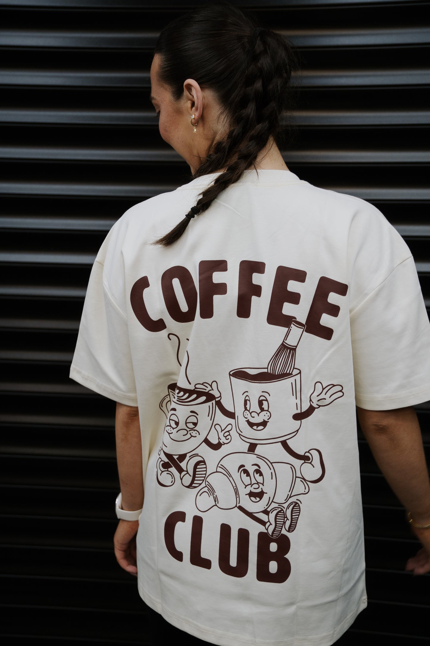 Off White + Brown logo Coffee club T-shirt