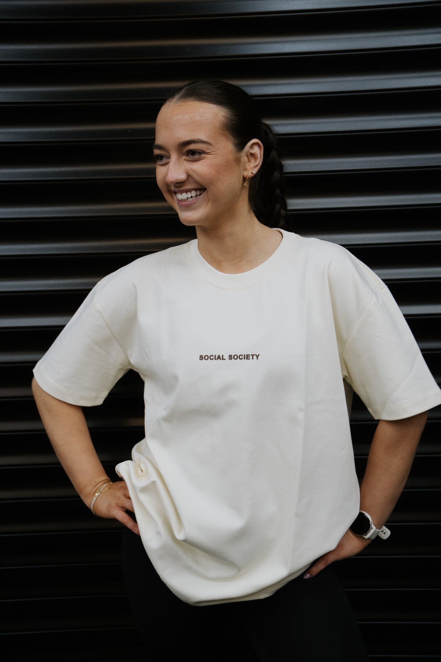 Off White + Brown logo Coffee club T-shirt
