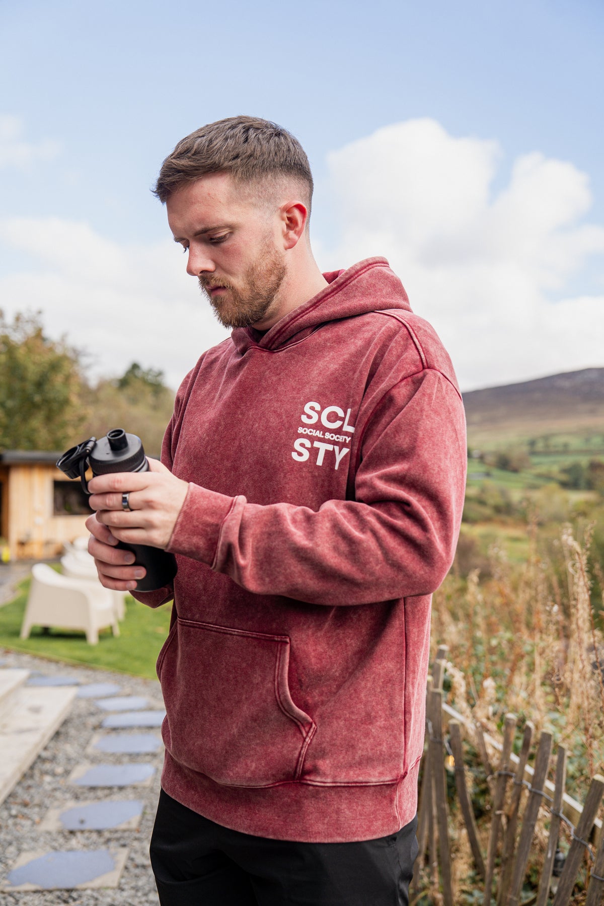 Hoodie - Burgundy Stonewash