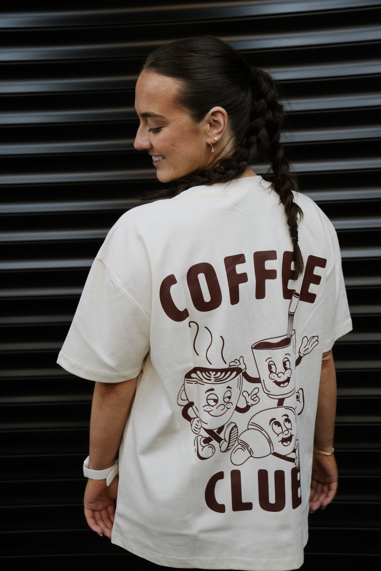 Off White + Brown logo Coffee club T-shirt