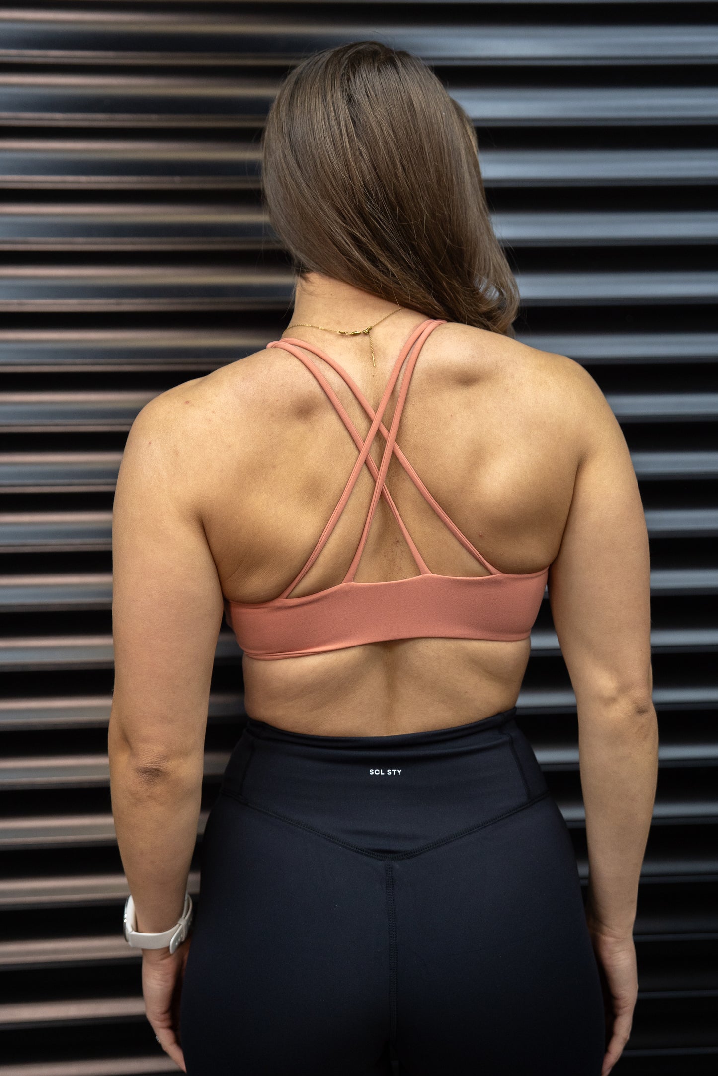 High neck sports bra - Coral