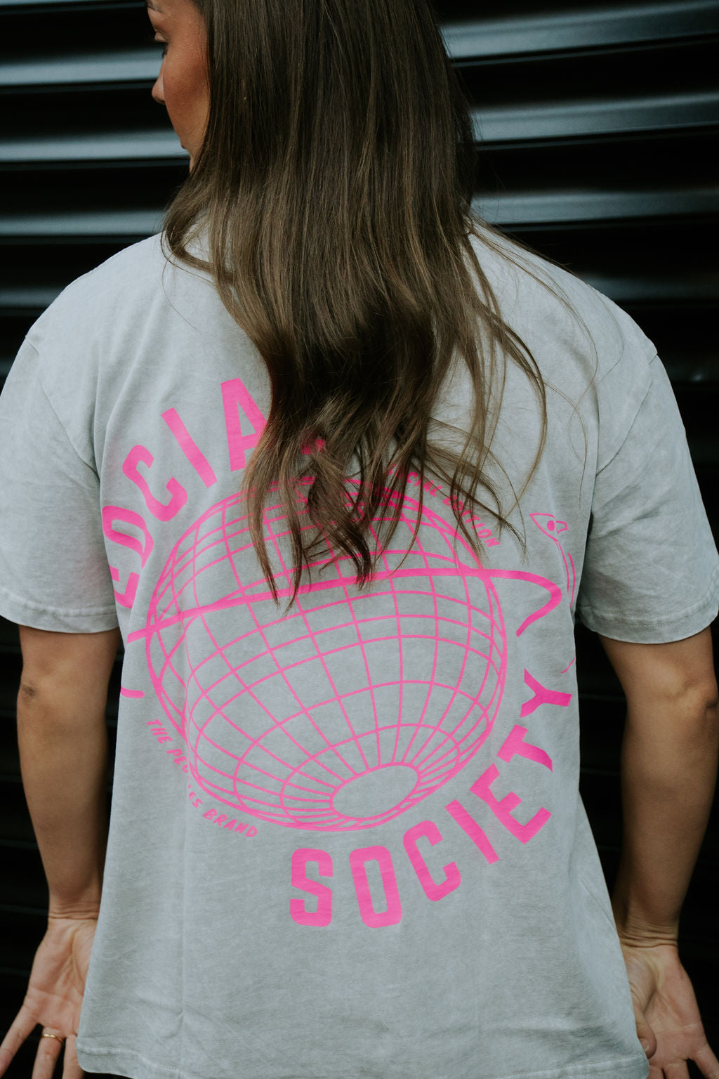 Oversized T-shirt - Grey & Neon Pink