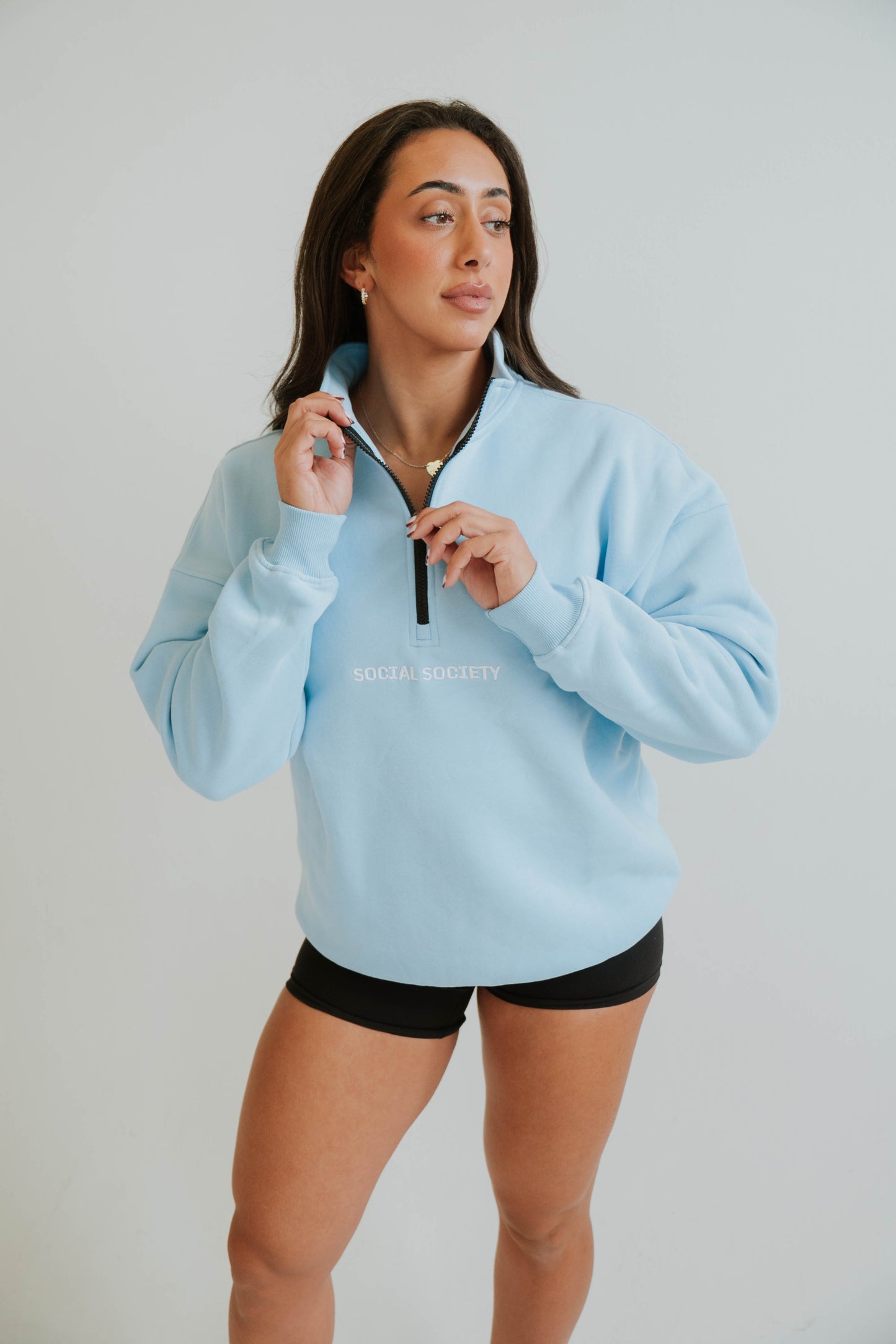 1/4 Zip - Pale blue